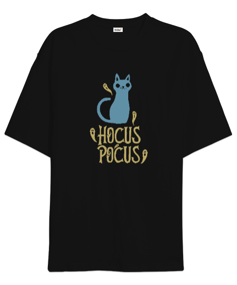 Tisho - Hokus Pokus Kedi - Hayaletler - Hocus Pocus Siyah Oversize Unisex Tişört