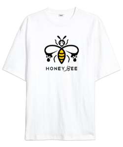 Honey Bee - Bal Arısı Beyaz Oversize Unisex Tişört