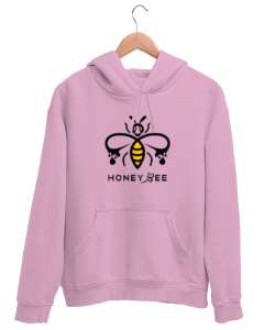 Honey Bee - Bal Arısı Pembe Unisex Kapşonlu Sweatshirt