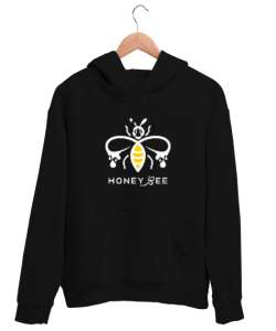 Honey Bee - Bal Arısı Siyah Unisex Kapşonlu Sweatshirt