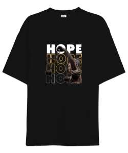 Hope Baskılı Siyah Oversize Unisex Tişört