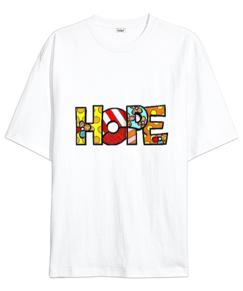 Tisho - HOPE Beyaz Oversize Unisex Tişört