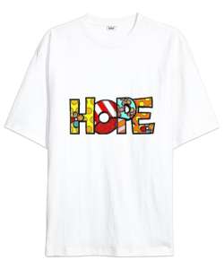 HOPE Beyaz Oversize Unisex Tişört