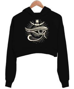 Horus Eye Kadın Crop Hoodie Kapüşonlu Sweatshirt