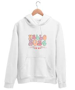 hoşgeldin 2024 Beyaz Unisex Kapşonlu Sweatshirt