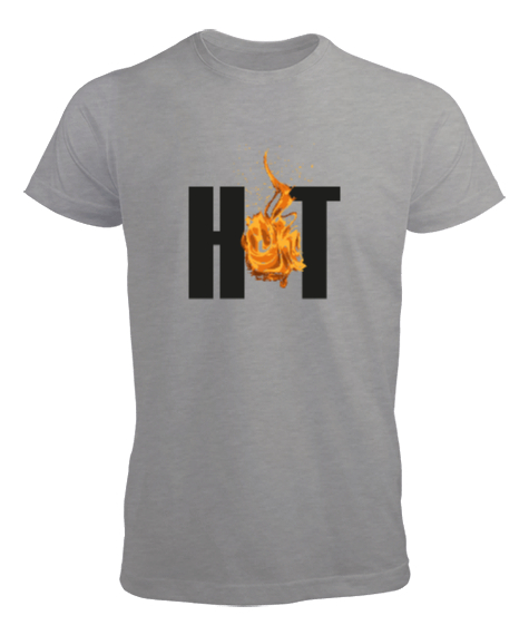 Tisho - Hot- Alev, Sıcak Gri Erkek Tişört