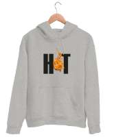 Hot- Alev, Sıcak Gri Unisex Kapşonlu Sweatshirt - Thumbnail