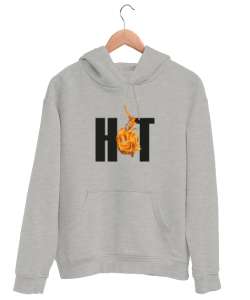 Hot- Alev, Sıcak Gri Unisex Kapşonlu Sweatshirt