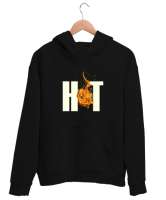 Hot- Alev, Sıcak Siyah Unisex Kapşonlu Sweatshirt - Thumbnail