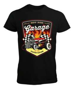 hot rod garage Siyah Erkek Tişört