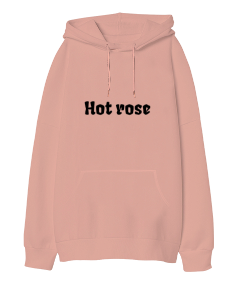 Tisho - Hot rose Yavru Ağzı Oversize Unisex Kapüşonlu Sweatshirt