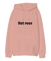 Hot rose Yavru Ağzı Oversize Unisex Kapüşonlu Sweatshirt - Thumbnail