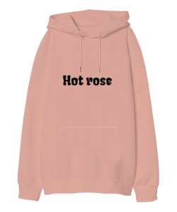 Hot rose Yavru Ağzı Oversize Unisex Kapüşonlu Sweatshirt