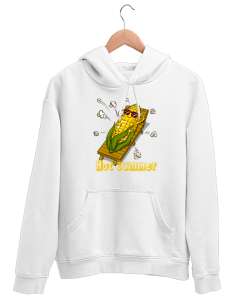 Hot Summer - Popcorn - Patlayan Mısır Beyaz Unisex Kapşonlu Sweatshirt