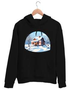 House of Winter Siyah Unisex Kapşonlu Sweatshirt