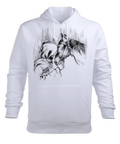 Human and Horse Erkek Kapüşonlu Hoodie Sweatshirt