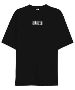 Human Barcode - Barkod Sırt Baskılı Siyah Oversize Unisex Tişört