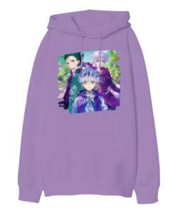 Hunter × Hunter Lila Oversize Unisex Kapüşonlu Sweatshirt