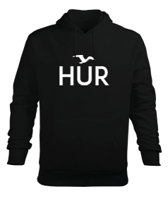 Hür Siyah TiNCiR Erkek Kapüşonlu Hoodie Sweatshirt