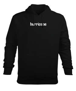 Hurricane Siyah Erkek Kapüşonlu Hoodie Sweatshirt