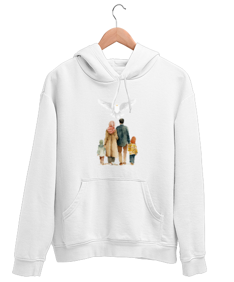 Tisho - huzurlu aile tablosu Beyaz Unisex Kapşonlu Sweatshirt