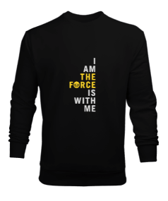 I am the Force Force is with Me Baskılı Siyah Erkek Sweatshirt