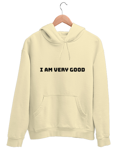 Tisho - I Am Very Good Krem Unisex Kapşonlu Sweatshirt