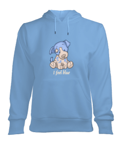 I feel blue Baskılı Kadın Sweatshirt Kadın Kapşonlu Hoodie Sweatshirt