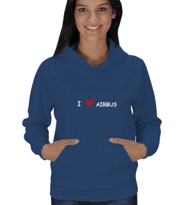 I LOVE AIRBUS Kadın Kapşonlu