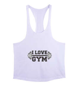 I LOVE GYM Beyaz Erkek Tank Top Atlet