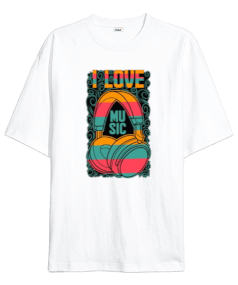 İ love music Oversize Unisex Tişört