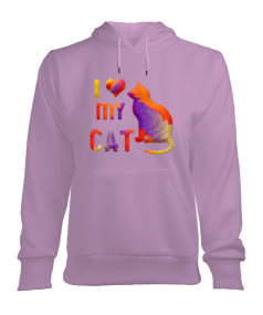 I love my cat Kadın Kapşonlu Hoodie Sweatshirt