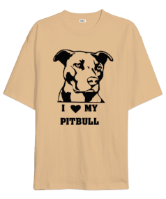 I Love My Pıtbull Baskılı Oversize Unisex Tişört