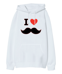 I Love Oversize Unisex Kapüşonlu Sweatshirt