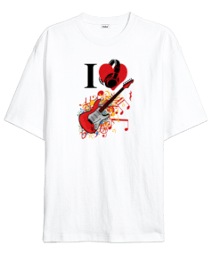 İ Love Rock Oversize Unisex Tişört