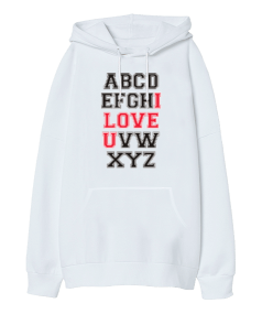 I Love U Oversize Unisex Kapüşonlu Sweatshirt