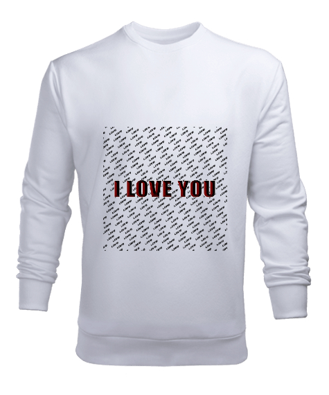 ı love you Beyaz Erkek Sweatshirt