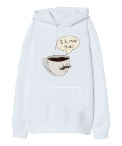 I Love You Coffe Oversize Unisex Kapüşonlu Sweatshirt