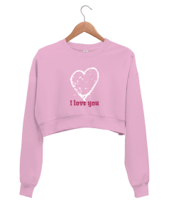 I love you Kadın Crop Sweatshirt