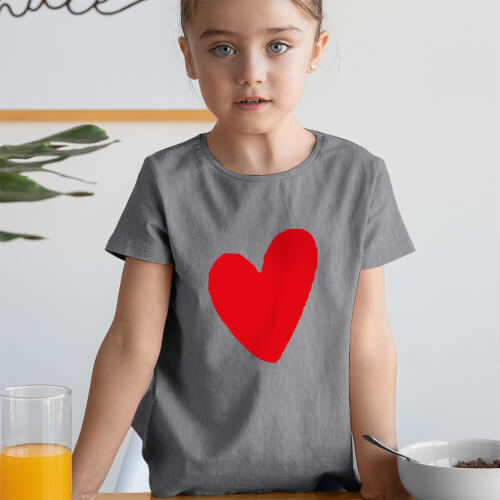 I Love You Kız Çocuk Kısa Kol Tişört - Tekli Kombin