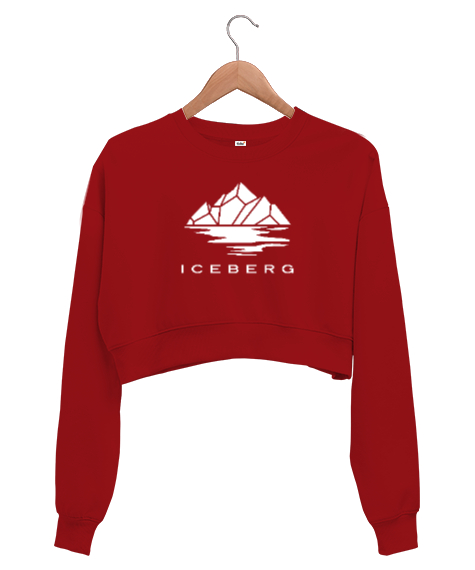 Tisho - Iceberg - Buz Dağı Kırmızı Kadın Crop Sweatshirt