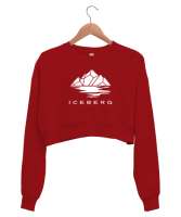 Iceberg - Buz Dağı Kırmızı Kadın Crop Sweatshirt - Thumbnail