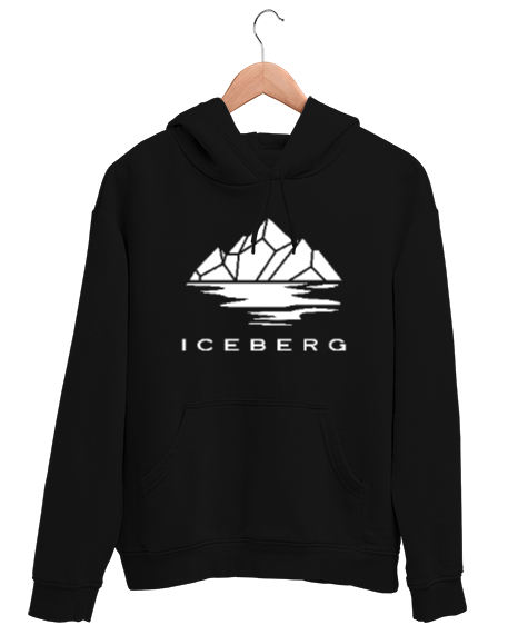 Tisho - Iceberg - Buz Dağı Siyah Unisex Kapşonlu Sweatshirt