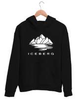 Iceberg - Buz Dağı Siyah Unisex Kapşonlu Sweatshirt - Thumbnail