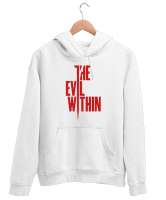 İçindeki Kötülük - Evil Within Beyaz Unisex Kapşonlu Sweatshirt - Thumbnail