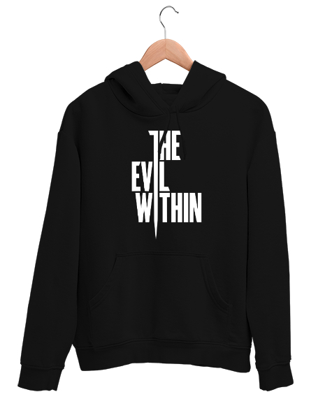 Tisho - İçindeki Kötülük - Evil Within Siyah Unisex Kapşonlu Sweatshirt