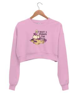 İksir - Cadı Eli Pembe Kadın Crop Sweatshirt