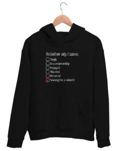 İlişki Durumu - Relationship Status Siyah Unisex Kapşonlu Sweatshirt