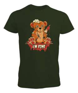 Im Fine - Ben İyiyim - Ayıcık Haki Yeşili Erkek Tişört