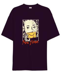 Im Fine - Woman- Ben İyiyim - Gözyaşı - Maske Koyu Mor Oversize Unisex Tişört